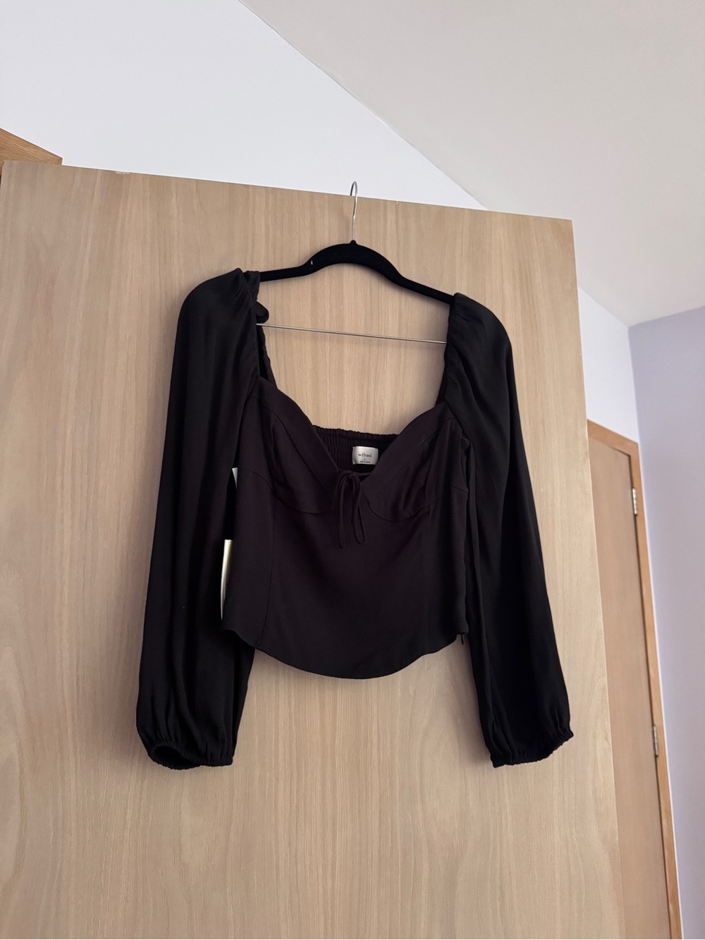 Wilfred Black Peasant-Style Long Sleeve Blouse